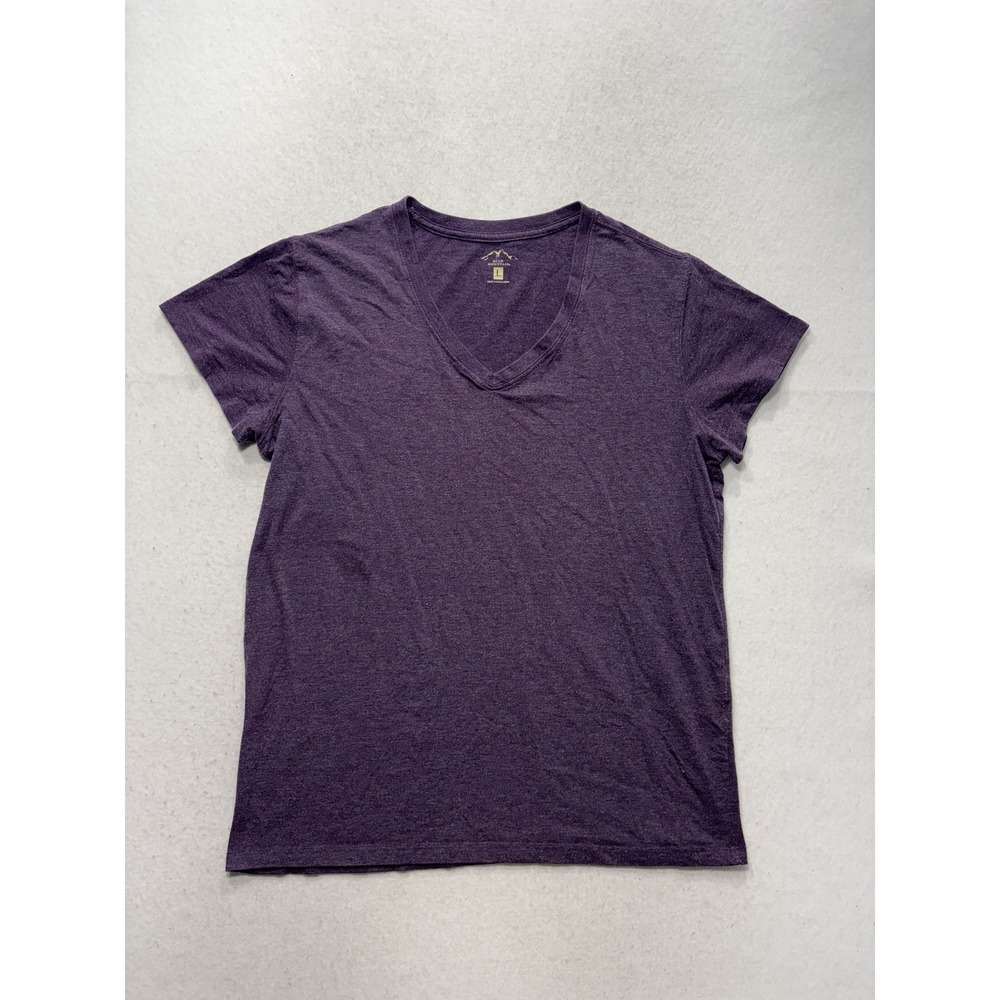Blue Mountain Shirt Womens Large Purple V Neck Short Sleeve Stretch Tee Casual